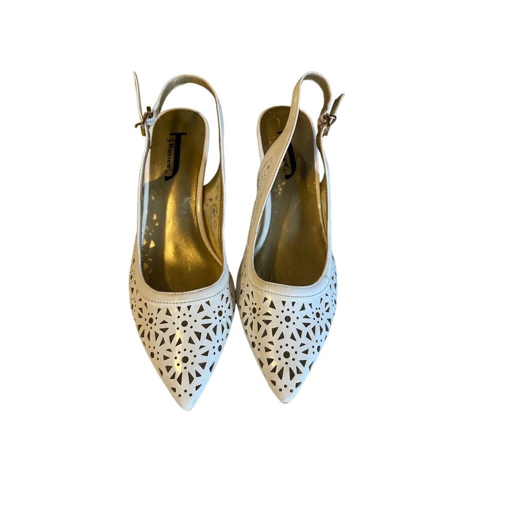 J. Renee white sling back white floral new without tags size 8M heels - Picture 5 of 6